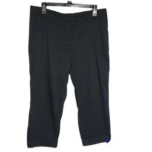 Studio Works Womens Pants Size 14 Cropped Cuffed Leg Black Flat Front Pockets